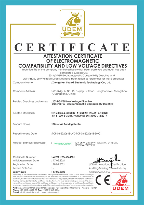 Diesel air heater (WCT) CE certificate_01