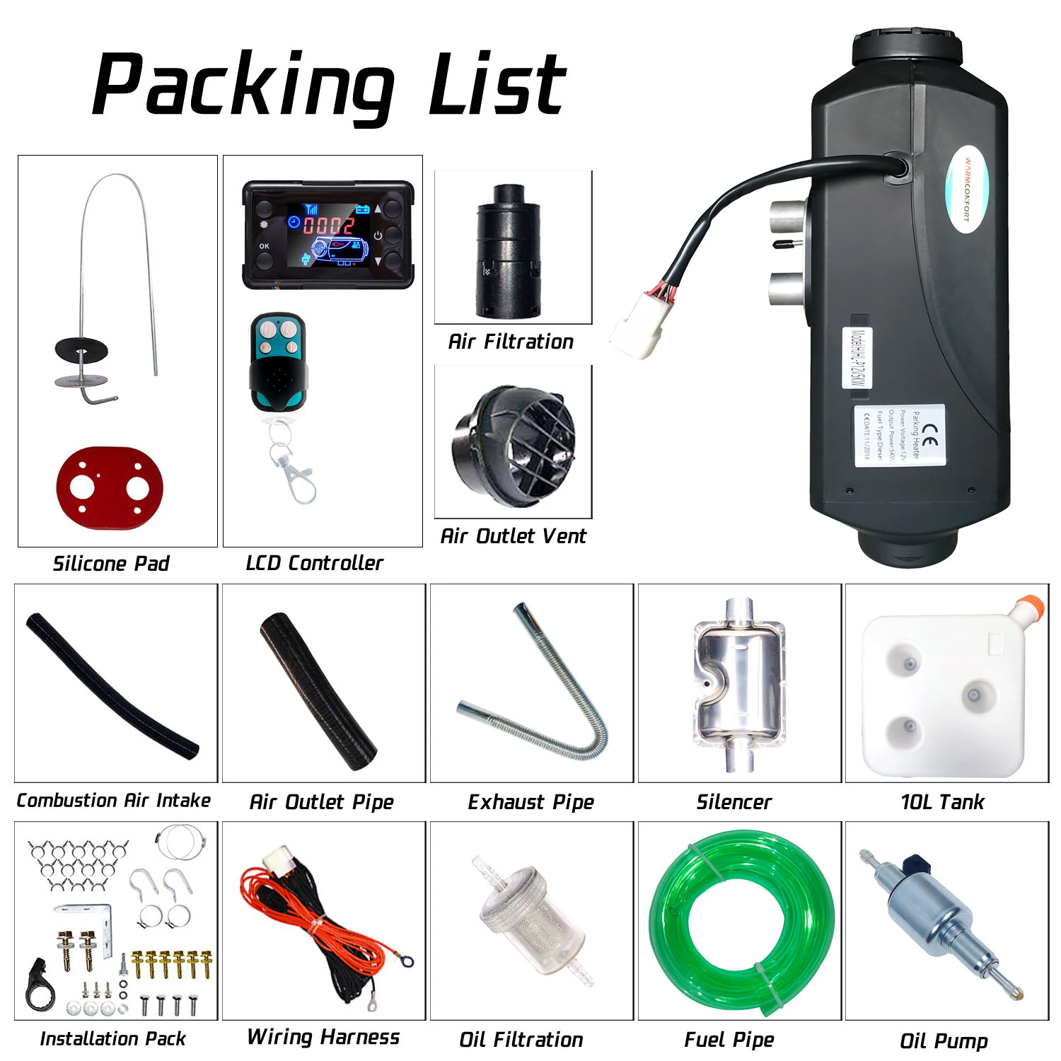 WARMCONFORT Diesel Parking Heater With LCD Monitor 5KW 12V Air Diesel Heater Parking Heater With Silencer for Truck Boat Car - Image 5