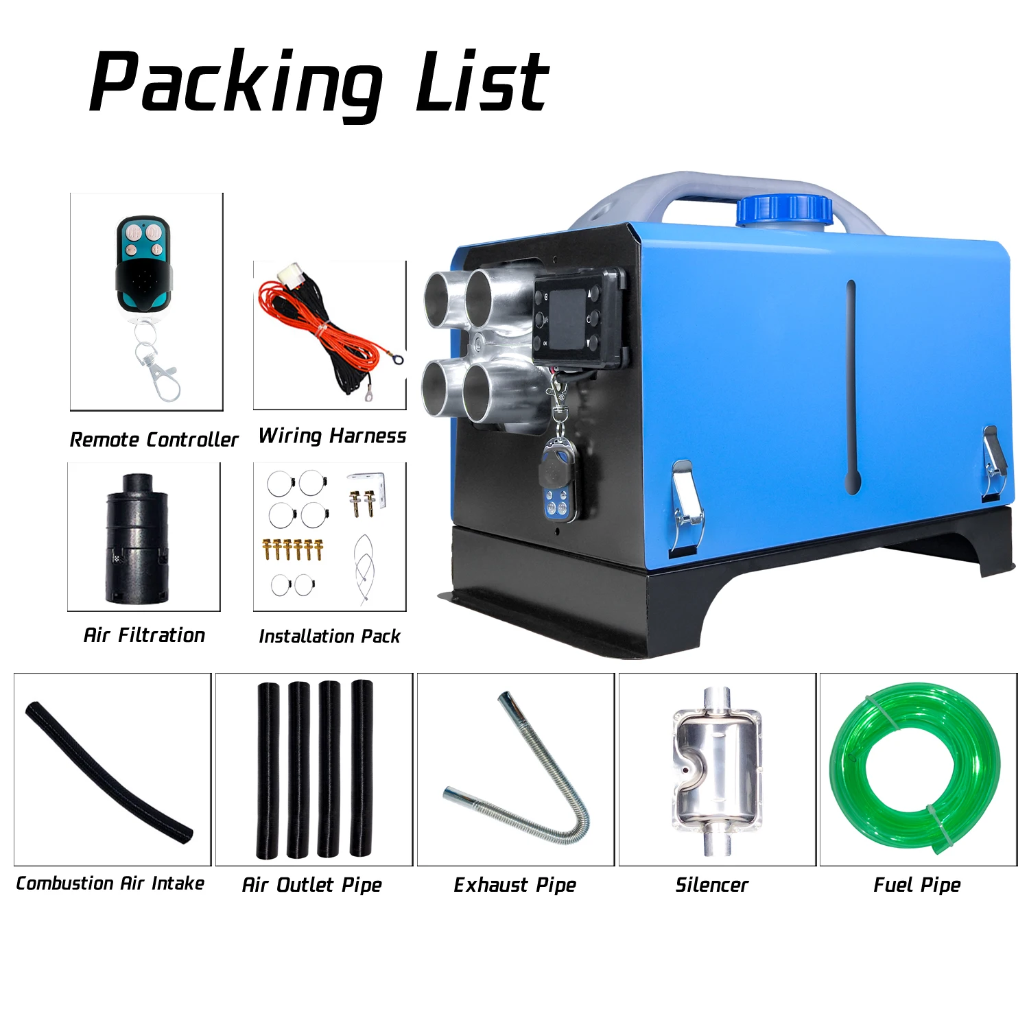 AAAAAAA Four Aluminum  Hole 5kw Air Parking Heater 12V 24V Parking air Heater Car diesel  Integrated Heater - Image 6